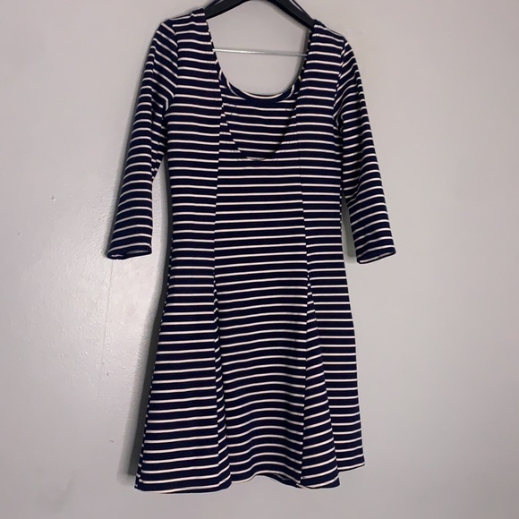 Free People Dress Striped Blue Lace Nautical Fit Flare Mini medium - Picture 5 of 8